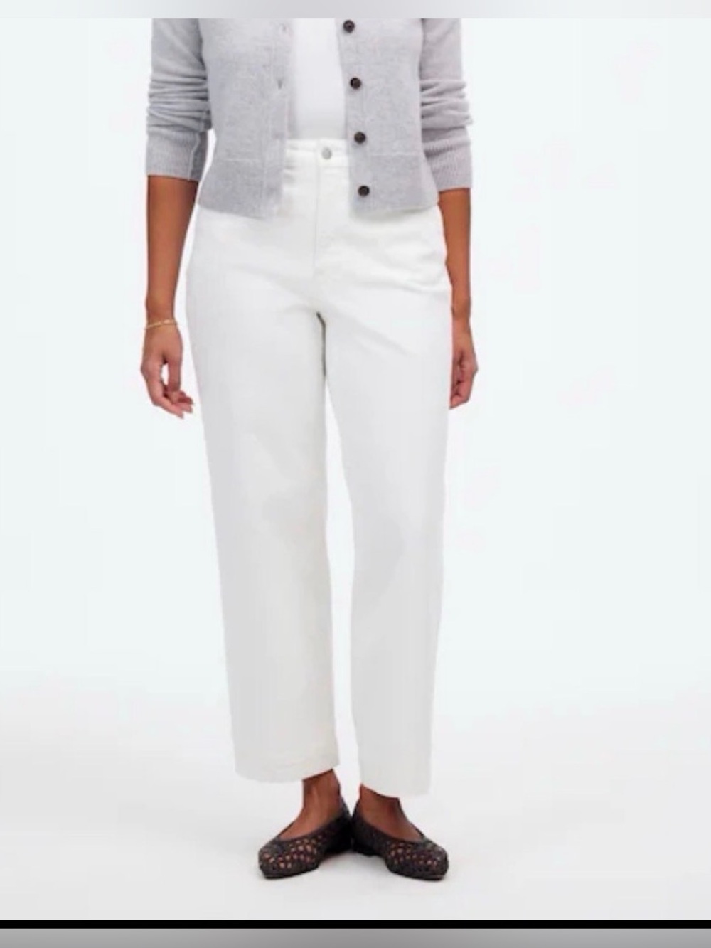 Madewell Plus Perfect Vintage High-Rise Wide-Leg Crop Jeans Tile White Size 14